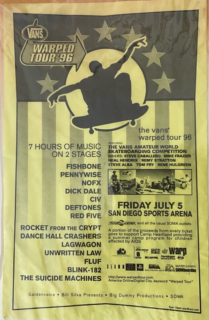 A flyer advertising the 1996 Warped in San Diego.