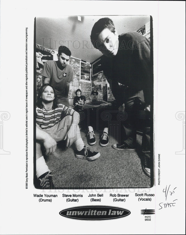 An press photo showing 90s punk band, Unwritten Law
s, original lineup.